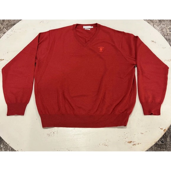 Peter Millar Merino Wool Golf Sweater V Neck Men's Size XL Red Champion Hills - Picture 1 of 12
